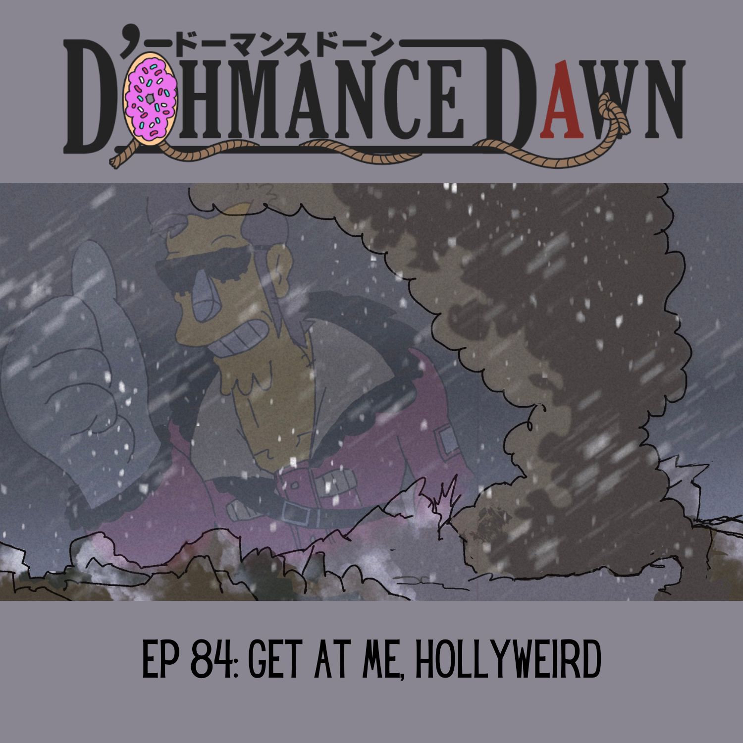 Seymour Skinner as Franky gives a thumbs up above the site of an explosion.