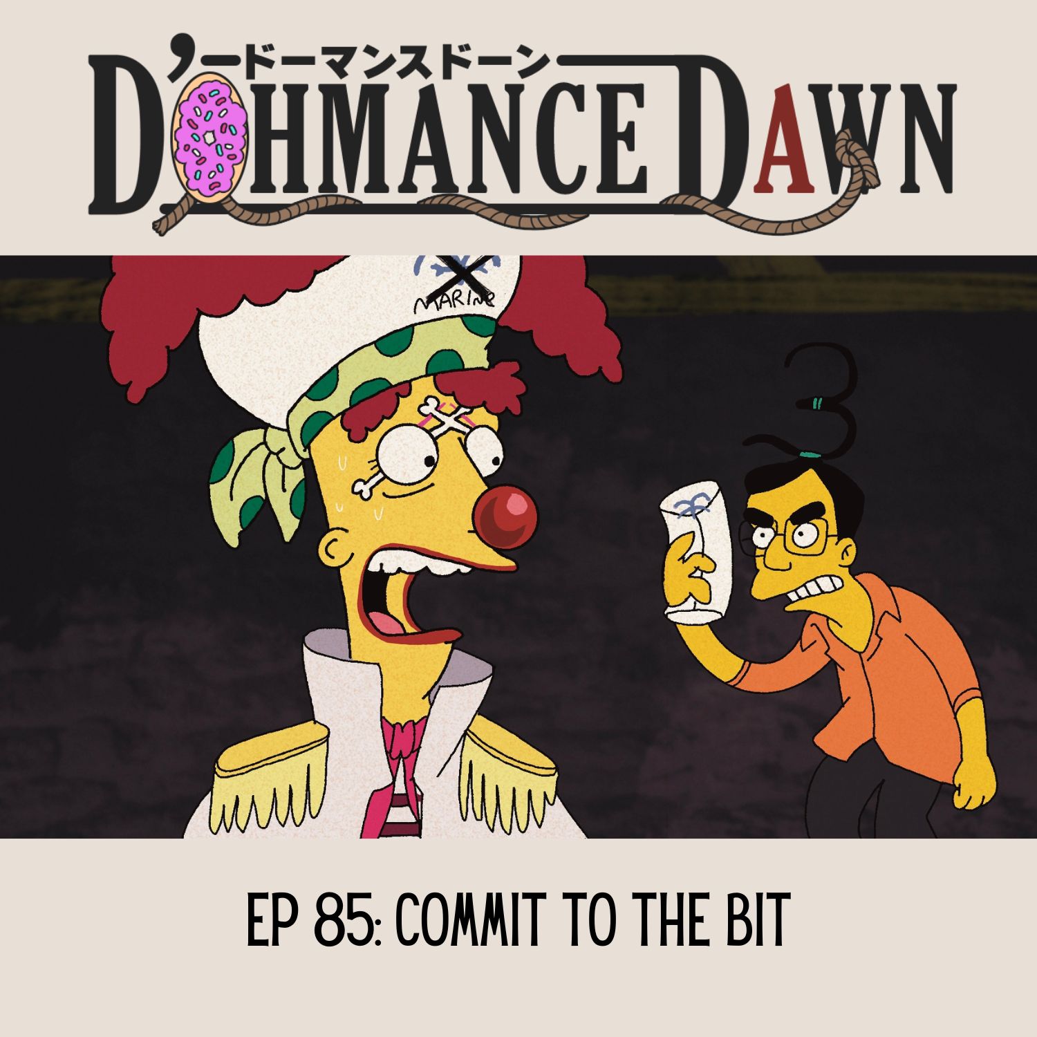 Sideshow Bob as Buggy looks at Frank Grimes as Mr 3 holding a letter in shock.