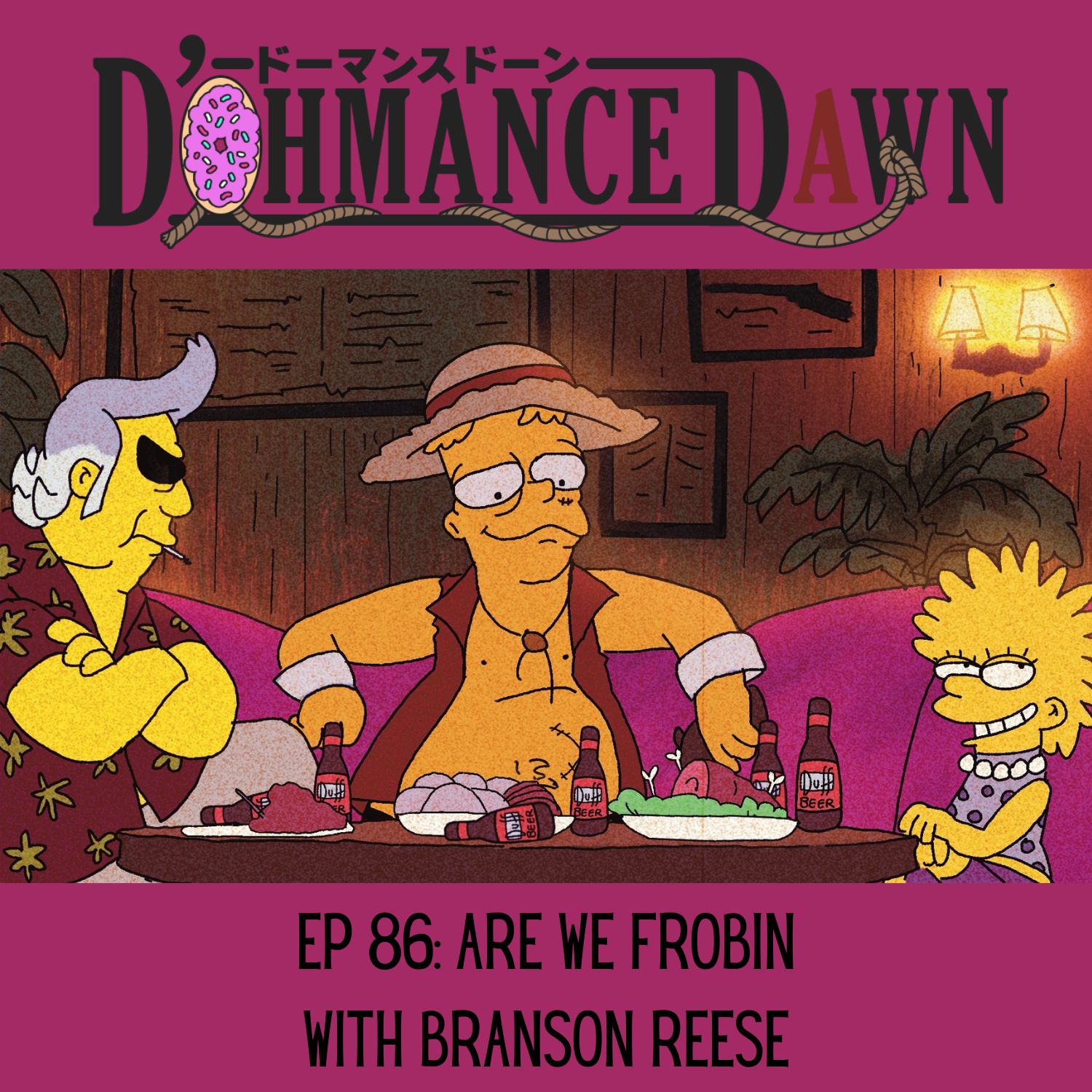 Bang Bang Bart as Demalo Black, sits between the real Seymour Skinner as Turco and Eliza as Chocolat.